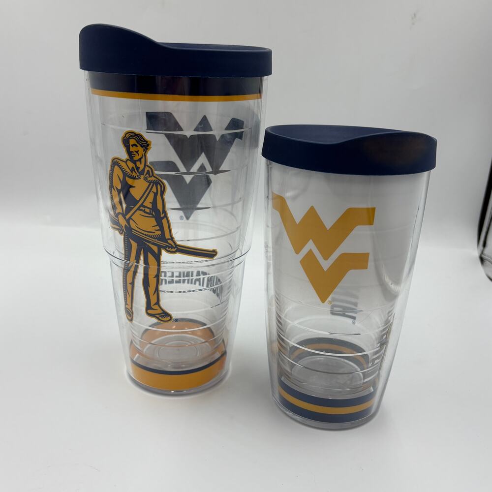 Bundle 2 West Virginia University WVU Tervis Tumblers w/ Lids Mountaineers